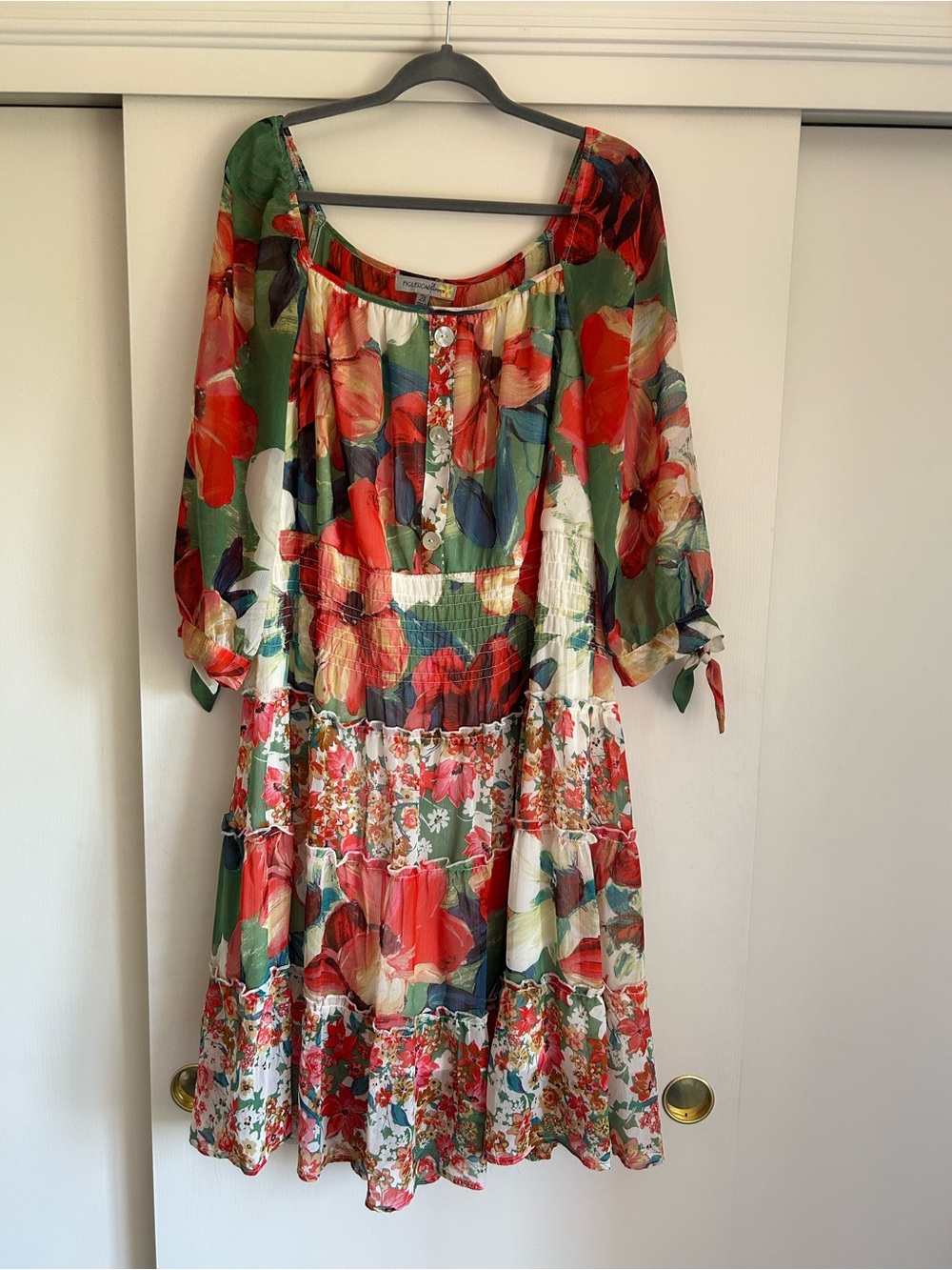 Lightweight Flowy Floral Midi Dress Sz 2X